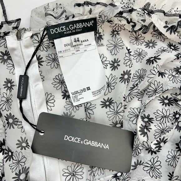 Dolce & Gabbana Tiered Ruffle Floral Silk Dress Sheer | Size: 44 - Picture 10 of 14